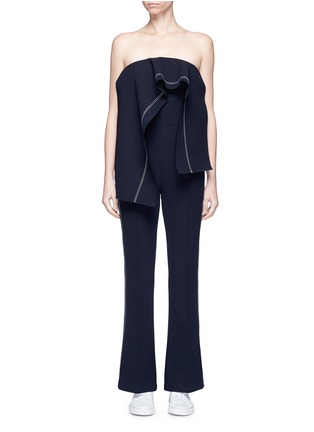 Main View - Click To Enlarge - COMME MOI - Asymmetric ruffle trim strapless jumpsuit