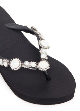 Detail View - Click To Enlarge - UZURII - 'Marilyn Mid Heel' crystal wedge thong sandals