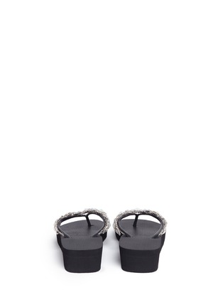 Back View - Click To Enlarge - UZURII - 'Marilyn Mid Heel' crystal wedge thong sandals