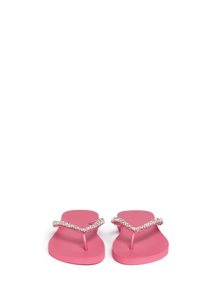 Front View - Click To Enlarge - UZURII - 'Classic' crystal flip flops