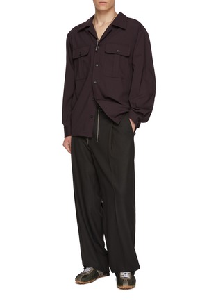 Figure View - Click To Enlarge - MAISON MARGIELA - Straight Leg Light Fresco Wool Drawstring Waist Pants