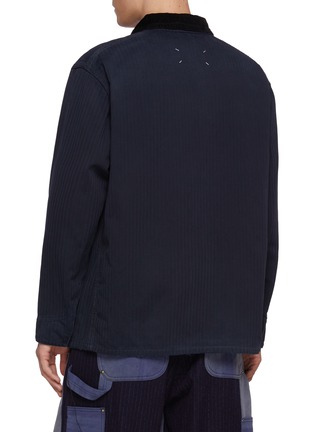 Back View - Click To Enlarge - MAISON MARGIELA - Corduroy Collar Herringbone Cotton Sports Jacket