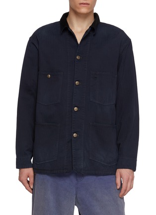 Main View - Click To Enlarge Main View - Click To Enlarge - MAISON MARGIELA - Corduroy Collar Herringbone Cotton Sports Jacket