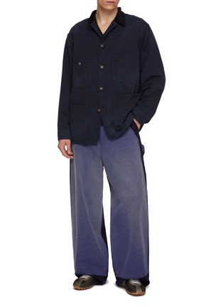 Figure View - Click To Enlarge - MAISON MARGIELA - Corduroy Collar Herringbone Cotton Sports Jacket