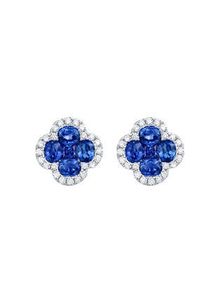 Main View - Click To Enlarge - LC COLLECTION JEWELLERY - Diamond Sapphire 14K White Gold Earrings