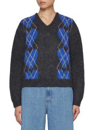 Main View - Click To Enlarge - SIENNE - Heart Argyle Knit Sweater