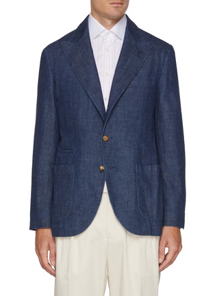 Main View - Click To Enlarge - BRUNELLO CUCINELLI - Single Breasted Dark Wash Denim Blazer