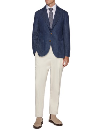 Figure View - Click To Enlarge - BRUNELLO CUCINELLI - Single Breasted Dark Wash Denim Blazer