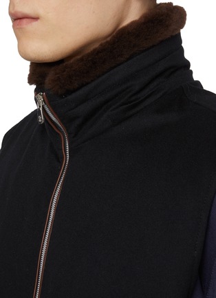  - BRUNELLO CUCINELLI - Leather Trimmed High Neck Wool Vest