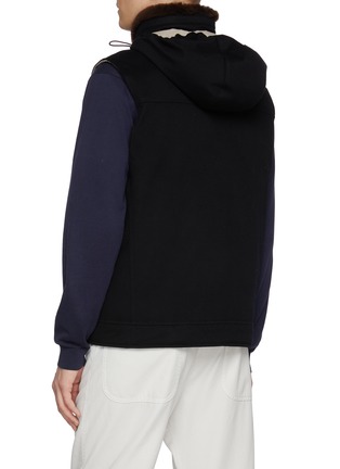 Back View - Click To Enlarge - BRUNELLO CUCINELLI - Leather Trimmed High Neck Wool Vest