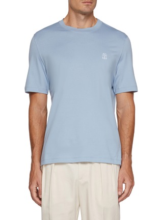 Main View - Click To Enlarge - BRUNELLO CUCINELLI - Chest Logo Crewneck Cotton Jersey T-Shirt