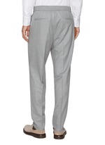 【BRUNELLO CUCINELLI】Wool Drawstring Trous BRUNELLO CUCINELLI Tapered Pleated Virgin Wool-Flannel