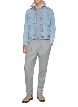 Figure View - Click To Enlarge - BRUNELLO CUCINELLI - Elasticated Wool Drawstring Pants