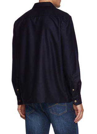 Back View - Click To Enlarge - BRUNELLO CUCINELLI - Camp Collar Virgin Wool Flannel Overshirt