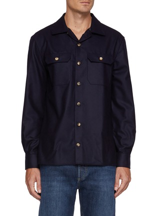 Main View - Click To Enlarge - BRUNELLO CUCINELLI - Camp Collar Virgin Wool Flannel Overshirt