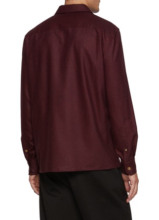 Back View - Click To Enlarge - BRUNELLO CUCINELLI - Camp Collar Virgin Wool Flannel Overshirt
