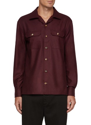Main View - Click To Enlarge - BRUNELLO CUCINELLI - Camp Collar Virgin Wool Flannel Overshirt