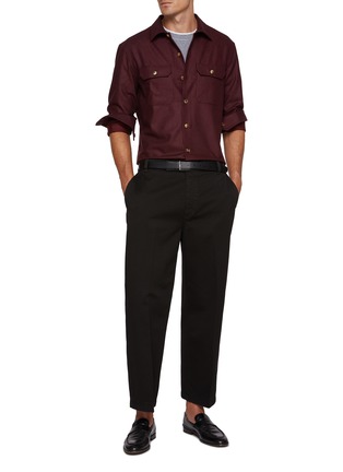 Figure View - Click To Enlarge - BRUNELLO CUCINELLI - Camp Collar Virgin Wool Flannel Overshirt