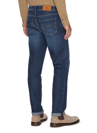 Back View - Click To Enlarge - BRUNELLO CUCINELLI - Turned Up Cuff Dark Wash Jeans