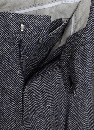  - BRUNELLO CUCINELLI - Herringbone Wool Cashmere Pleated Pants