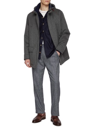 Figure View - Click To Enlarge - BRUNELLO CUCINELLI - Herringbone Wool Cashmere Pleated Pants