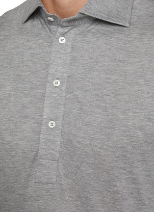  - BRUNELLO CUCINELLI - Long Sleeve Half Placket Silk Cotton Polo Shirt