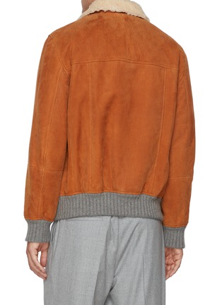 Back View - Click To Enlarge - BRUNELLO CUCINELLI - Shearling Collar Rib Cuff Cashmere Jacket