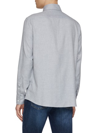 Back View - Click To Enlarge - BRUNELLO CUCINELLI - Spread Collar Cotton Blend Shirt