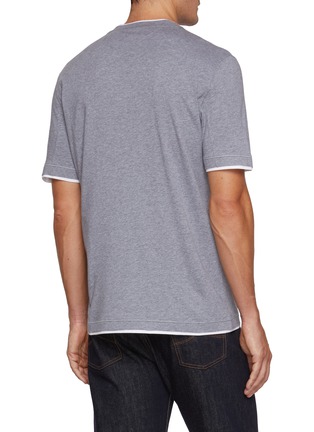 Back View - Click To Enlarge - BRUNELLO CUCINELLI - Crewneck Cotton Jersey Logo T-Shirt