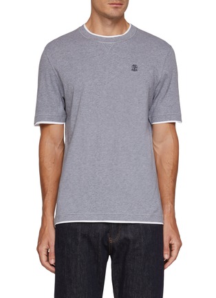 Main View - Click To Enlarge - BRUNELLO CUCINELLI - Crewneck Cotton Jersey Logo T-Shirt