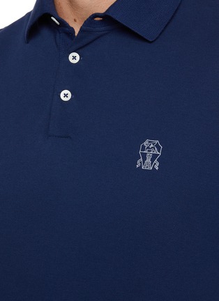  - BRUNELLO CUCINELLI - Print Logo Cotton Jersey Polo Shirt