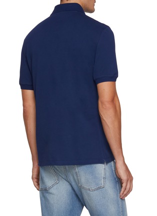 Back View - Click To Enlarge - BRUNELLO CUCINELLI - Print Logo Cotton Jersey Polo Shirt