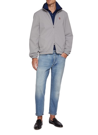 Figure View - Click To Enlarge - BRUNELLO CUCINELLI - Print Logo Cotton Jersey Polo Shirt