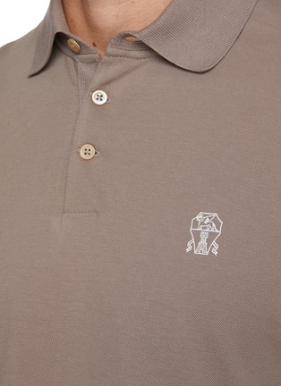  - BRUNELLO CUCINELLI - Print Logo Cotton Jersey Polo Shirt