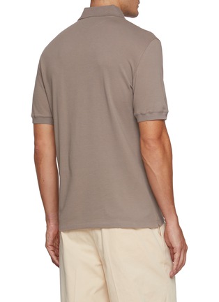 Back View - Click To Enlarge - BRUNELLO CUCINELLI - Print Logo Cotton Jersey Polo Shirt