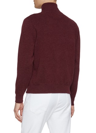 Back View - Click To Enlarge - BRUNELLO CUCINELLI - Embroidered Logo Cashmere Blend Zip Up Cardigan