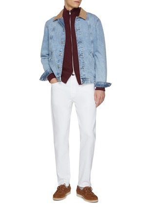 Figure View - Click To Enlarge - BRUNELLO CUCINELLI - Embroidered Logo Cashmere Blend Zip Up Cardigan