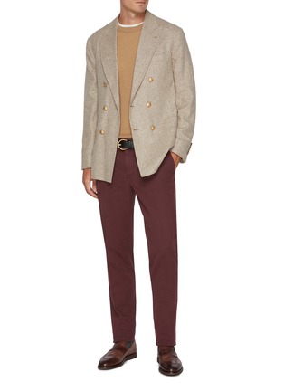 Figure View - Click To Enlarge - BRUNELLO CUCINELLI - Flat Front Cotton Chino Pants