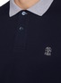 - BRUNELLO CUCINELLI - Long Sleeve Contrast Collar Cotton Jersey Polo Shirt