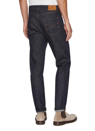 Back View - Click To Enlarge - BRUNELLO CUCINELLI - Turned Up Cuff Dark Wash Jeans