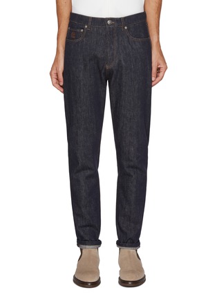 Main View - Click To Enlarge - BRUNELLO CUCINELLI - Turned Up Cuff Dark Wash Jeans