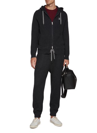 Figure View - Click To Enlarge - BRUNELLO CUCINELLI - Ribbed Drawstring Cashmere Knit Pants