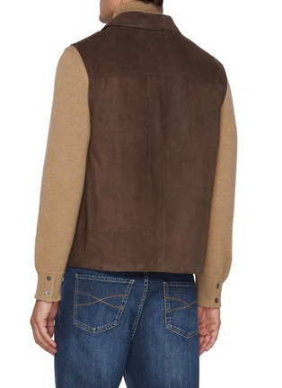 Back View - Click To Enlarge - BRUNELLO CUCINELLI - Button Up Shirt Collar Leather Vest