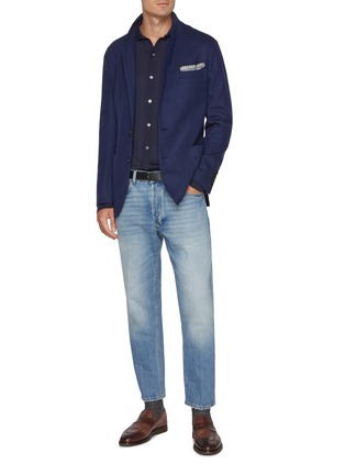 Figure View - Click To Enlarge - BRUNELLO CUCINELLI - Double Breasted Cashmere Jersey Blazer