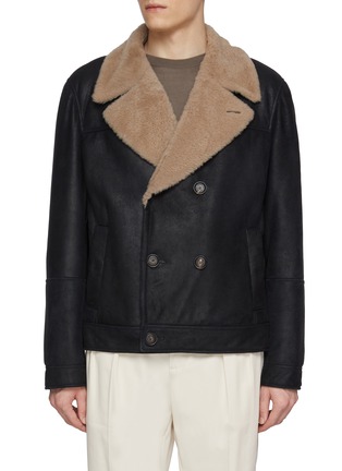 Main View - Click To Enlarge - BRUNELLO CUCINELLI - Notch Lapel Shearling Jacket