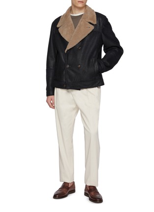 Figure View - Click To Enlarge - BRUNELLO CUCINELLI - Notch Lapel Shearling Jacket