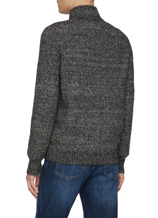 Back View - Click To Enlarge - BRUNELLO CUCINELLI - Contrast Cuffs Wool Blend Zip Up Cardigan