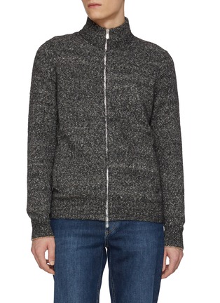 Main View - Click To Enlarge - BRUNELLO CUCINELLI - Contrast Cuffs Wool Blend Zip Up Cardigan