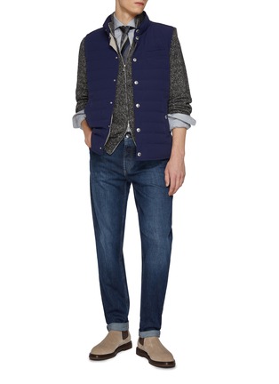Figure View - Click To Enlarge - BRUNELLO CUCINELLI - Contrast Cuffs Wool Blend Zip Up Cardigan