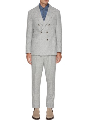 Main View - Click To Enlarge - BRUNELLO CUCINELLI - Double Breasted Silk Wool Cashmere Suit